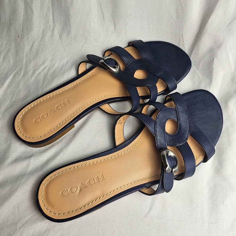 COACH Flat Sandals Slip on Blue Size 10B